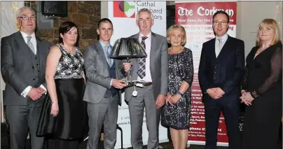  ??  ?? Sean Ryan who was the Hall of Fame Award recipient pictured with his wife Catherine, guest of honour Rob Heffernan, Cathal Lombard Solicitor (Sponsor), Siobhan Murphy (Corkman/Kerryman Group Sales & Marketing Manager), and Mallow & District Sports and...