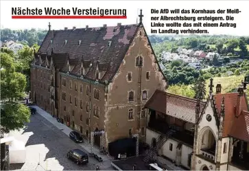  ?? ?? Die AfD will das Kornhaus der Meißner Albrechtsb­urg ersteigern. Die Linke wollte das mit einem Antrag im Landtag verhindern.