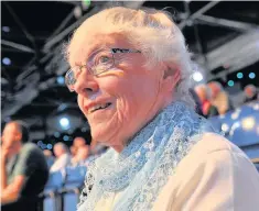  ??  ?? ● Ann Jones, from Pwllheli, enjoying the new eisteddfod pavilion