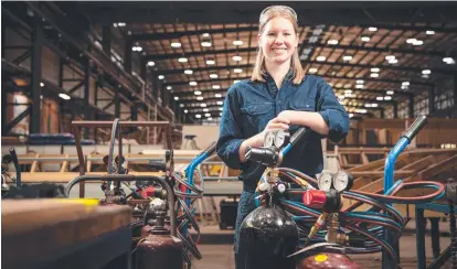  ?? ?? Elantus Services school-based apprentice plumber Chante Pelk, at TAFE Queensland’s Acacia Ridge campus, is taking the first steps towards her future career. Picture: Brad Fleet