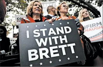  ?? ANDREW HARRER/BLOOMBERG ?? Supreme Court nominee Brett Kavanaugh has his share of female supporters. The timing of Christine Blasey Ford’s allegation­s of sexual assault troubles some women.