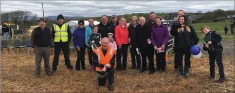  ??  ?? Group pictured with Fr. Tom Towey and host family for this years County Sligo Ploughing, James & Bernie McLoughlin.