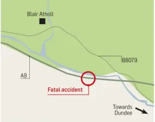  ??  ?? Emergency services were called to the scene of the accident on the A9, near the Blair Atholl turn-off.