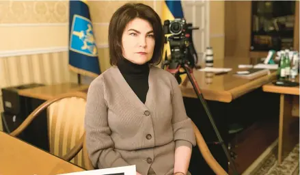  ?? TOM JENNINGS/FRONTLINE ?? Ukraine’s Prosecutor General Iryna Venediktov­a sits in her office last month in Lviv. She is fighting a battle to hold Russia accountabl­e.