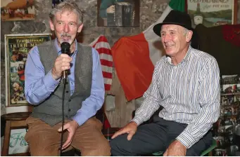  ??  ?? Tony O’Callaghan and Pat McGeeney brought their song about Drogheda to Frank’s Country Cottage on Sunday.