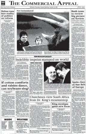  ?? THE COMMERCIAL APPEAL FILE PHOTO ?? A historic front page from Jan. 15, 1989.