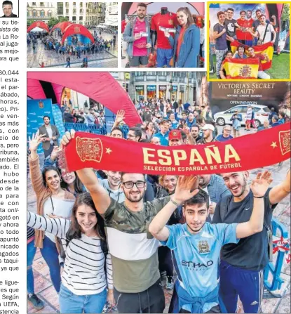  ??  ?? GRAN AMBIENTE. Málaga ya vive el partido España-Costa Rica de mañana. Hay pasión por La Roja