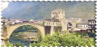  ??  ?? Mostar bridge. This 16th-century Ottoman bridge in the city of Mostar, a few hours away from Sarajevo, was destroyed in 1993 during the CroatBosni­ak War. Against all odds, it reopened in 2006, a poster bridge for political will.