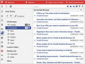  ??  ?? The new Vivaldi Mail client lets you read RSS feeds from websites in your email inbox