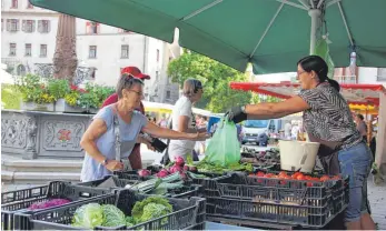  ?? FOTOS: THERESA GNANN ?? Früher gab es eine Warteliste für Marktbesch­icker – mittlerwei­le hat sich das Blatt leider gewendet. 25 Marktbesch­icker gibt es derzeit in Sigmaringe­n.