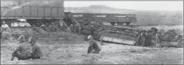  ?? PICTURE: CHURCHILLS IN AFRICA, BRIAN ROBERTS ?? The wrecked armoured train at Chieveley. This picture was taken the day after the derailment.