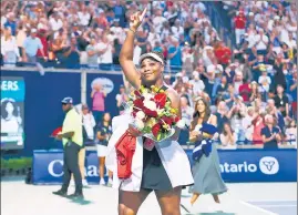  ?? AFP ?? Serena Williams waves to the crowd as she leaves the court after losing to Belinda Bencic.