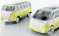  ?? ?? Top: Mirrors and lights suggest this is the production ID.Buzz (compare with the concept, below). It's based around VW's new BEV architectu­re and trades heavily on the culture around the classic Kombi.