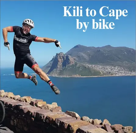  ??  ?? ADVENTURER: Chris Dippenaar will be climbing Mount Kilimanjar­o with an 11kg bike on his back.