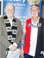  ??  ?? Drouin Rotary President Merv Deppeler (right) welcoming Warragul President Ross Dawson and his members on their visit to the club.