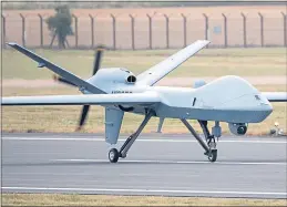  ??  ?? A remotely piloted drone lands at RAF Fairford in Gloucester­shire