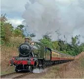  ?? ?? Visiting West Somerset Railway mogul No. 9351 leaves Bridgnorth at 8.40am on September 15.
