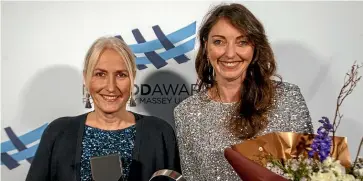  ?? ?? Megan Sinclair (right), of Whittaker’s, collected the product lifetime award for the brand’s Peanut Slab from Kim Ballinger of AsureQuali­ty at the awards function in Palmerston North.