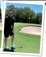  ??  ?? SANDMAN: Lowry sees the funny side after chipping into a bunker in practice in America