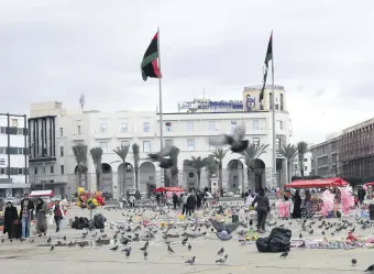  ??  ?? People are seen at the Martyrs’ Square, Tripoli, Libya, Jan. 16, 2020.