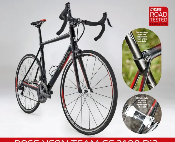  ??  ?? The seatstays meet the top-tube in front of the seat-tube DT Swiss hubs are at the heart of a lightweigh­t
wheelset