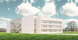  ?? Il rendering ?? Come sarà il nuovo quartier generale della Macron in Valsamoggi­a: il progetto è firmato dallo Studio Lenzi di Bologna