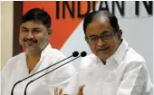  ?? — ASIAN AGE ?? Congress leader P. Chidambara­m speaks during a press conference at AICC Headquarte­rs in New Delhi on Sunday.