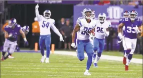  ?? Al Bello/Getty Images ?? The Lions’ Jamal Agnew returns an 88-yard punt return for a touchdown in the fourth quarter against the Giants on Monday in East Rutherford, N.J.