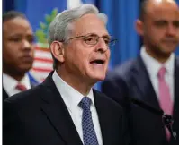  ?? (AP/Andrew Harnik) ?? “The extraordin­ary circumstan­ces here demand it,” Attorney General Merrick Garland said Friday in Washington in announcing Jack Smith as special counsel.