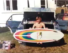  ??  ?? 6’4” “Wavewalker” mini longboard circa 1982. Mangawhai Heads stomping grounds.