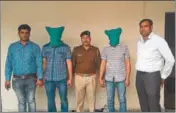  ?? HT PHOTO ?? Police said the gang comprised two men and two women who had been running the racket in the city for four years.