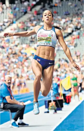  ??  ?? High hopes: Katarina Johnson-thompson competes in the long jump yesterday