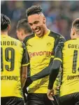  ?? Foto: dpa ?? Traf zweimal für den BVB: Angreifer Pierre Emerick Aubameyang.