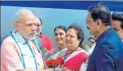  ?? PTI PHOTO ?? Prime Minister Narendra Modi arrives at Surat airport for his twoday visit to south Gujarat on Saturday.