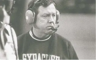  ?? JOHN BERRY/THE POST-STANDARD VIA AP ?? Frank Maloney in 1980, his last season as Syracuse’s head football coach.