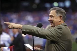  ?? THE ASSOCIATED PRESS FILE ?? Public address announcer extraordin­aire Dan Baker is ready to celebrate what will be his 50th season of Phillies baseball. The club opens its season at Citizens Bank Park against the Oakland A’s on April 8.