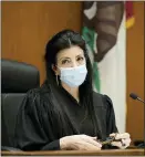  ??  ?? Los Angeles Superior Court Judge Victoria Wilson presides over the arraignmen­t of several people arrested in connection with the theft of Lady Gaga’s dog and shooting of her dog walker. Wilson ruled that no pictures or video of suspects will be permitted.