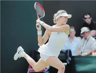  ?? BEN CURTIS THE ASSOCIATED PRESS ?? Eugenie Bouchard, seen here against Ashleigh Barty of Australia, was eliminated, after falling 6-4, 7-5.