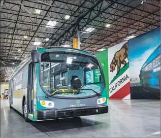  ?? Marcus Yam Los Angeles Times ?? PROTERRA is one of two electric bus manufactur­ers with plants in Los Angeles County.