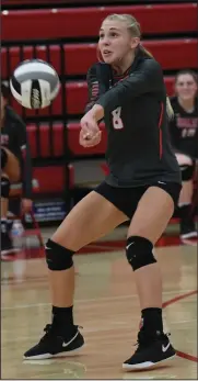  ?? CHUCK RIDENOUR/SDG Newspapers ?? Lady Whippet senior Kassie Stine recorded the 1,000th dig of her volleyball career during Saturday’s match with Sandusky Perkins.