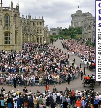  ??  ?? Jubilation: St George’s, left in the picture, hosted Prince Edward’s wedding to Sophie in 1999