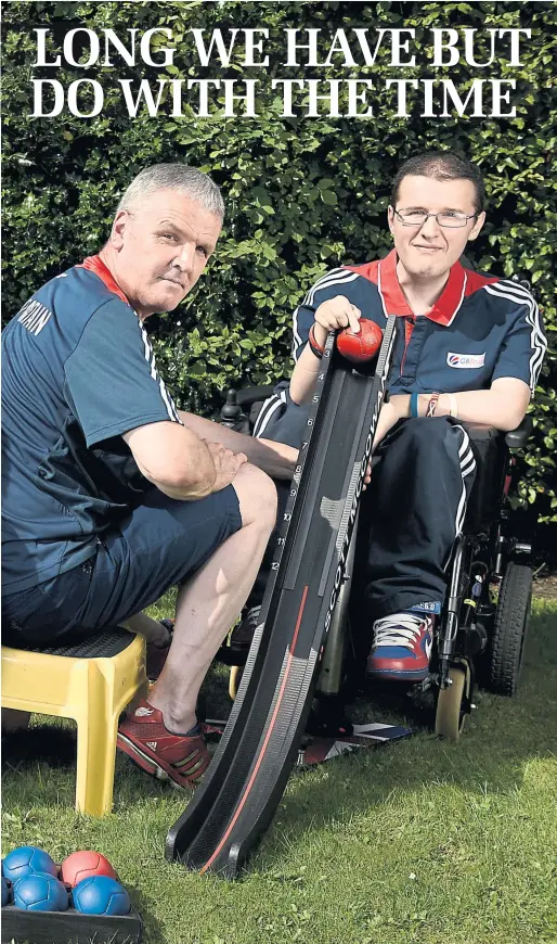  ??  ?? Ten years after taking up boccia, Jamie (far left) and Scott McCowan will compete in Rio aided by their parents Linda and Gary