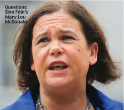  ??  ?? Questions: Sinn Féin’s Mary Lou McDonald