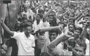  ?? (File Photo/AP/Michel Laurent) ?? People of Pangsa village, East Pakistan chant “Joy Bangla” slogans April 9, 1971, to express support for Bengali nationalis­t leader Rahman and his Liberation Fighters.