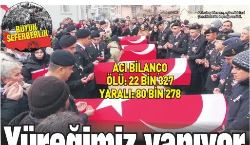  ?? ?? Astsubay Mercan, eşi ve ikizleri Çanakkale’de toprağa verildi.