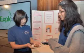  ?? PICTURE MOIRA MCLAUGHLIN ?? YOUNG SCIENTISTS: Joyce Tian, left, and Pallavi Bhave won a national science contest with their idea for the Food Allergen Detector, a device with lasers that would tell people if a potential allergen, such as nuts or milk, was present in their food.