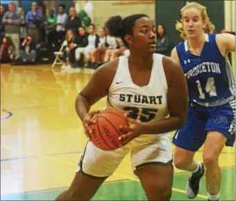  ?? TRENTONIAN FILE PHOTO ?? Stuart’s Bey-Shana Clark had 22 points to help the Tartans win the Prep B crown for the first time.