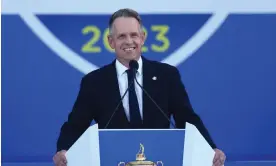  ?? Photograph: Carl Recine/Reuters ?? Europe’s captain, Luke Donald, was in confident mood as he spoke at Thursday’s opening ceremony.