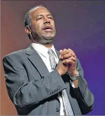  ?? GETTY IMAGES ?? Ben Carson, a retired neurosurge­on, announces his presidenti­al bid Monday at the Music Hall Center for the Performing Arts.