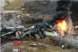  ?? Photograph: Gene J Puskar/AP ?? Thousands of gallons of wastewater from the toxic chemical derailment will be delivered to an injection well outside of town.